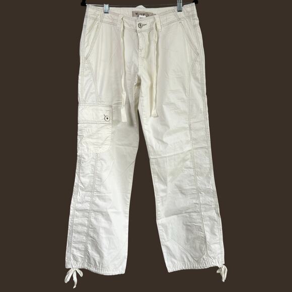 MurMur Womens Cargo Parachute Pants Offwhite Size Large Y2K 80s Retro Urban - Picture 1 of 5